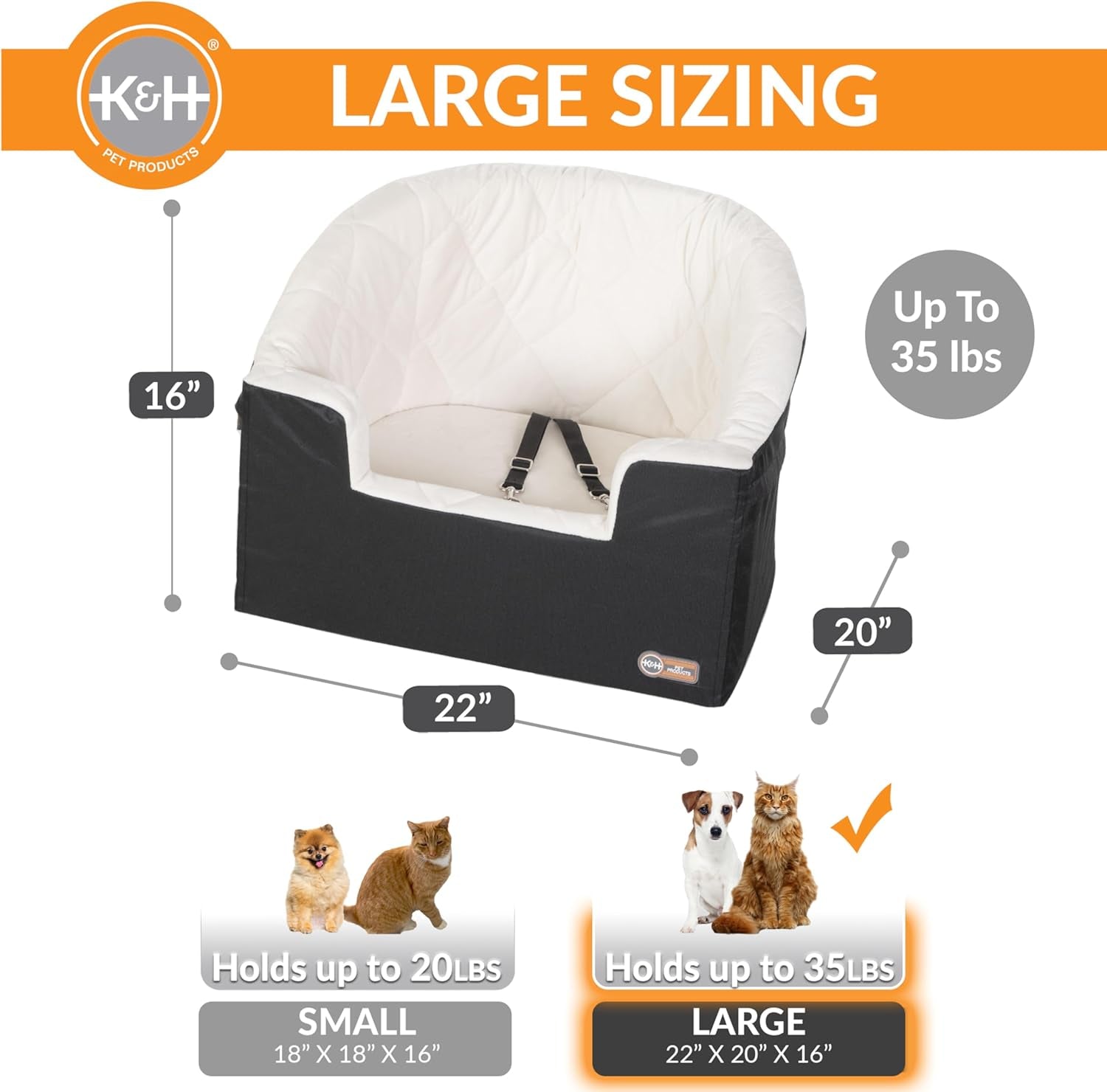 Bucket Booster Pet Seat - Dog Booster Seat Car Seat for Dogs & Cats Collapsible Large Black/Cream