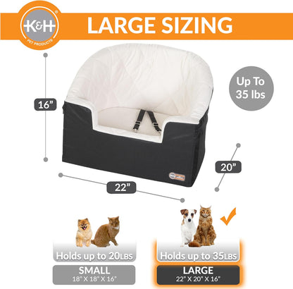 Bucket Booster Pet Seat - Dog Booster Seat Car Seat for Dogs & Cats Collapsible Large Black/Cream