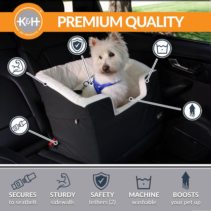 Bucket Booster Pet Seat - Dog Booster Seat Car Seat for Dogs & Cats Collapsible Large Black/Cream